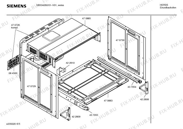 Взрыв-схема плиты (духовки) Siemens HB534260 - Схема узла 05