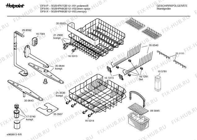 Взрыв-схема посудомоечной машины Hotpoint SGSHPA9GB DF61X - Схема узла 06