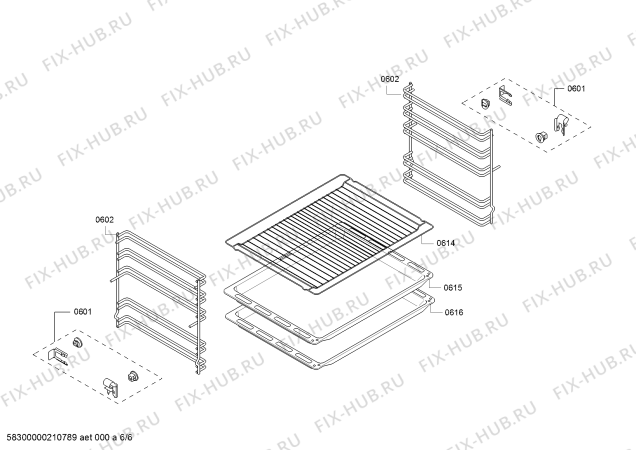 Взрыв-схема плиты (духовки) Bosch HBF514BS0R - Схема узла 06