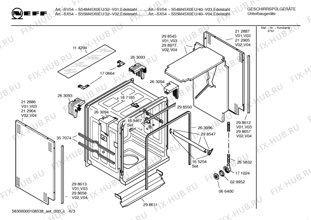 Схема №6 S54M45X0EU с изображением Инструкция по эксплуатации для посудомоечной машины Bosch 00692284