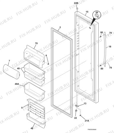 Взрыв-схема холодильника Electrolux ERL6296XX6 - Схема узла Refrigerator door