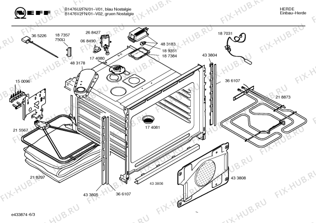 Схема №4 B1476U2FN с изображением Панель управления для духового шкафа Bosch 00434034