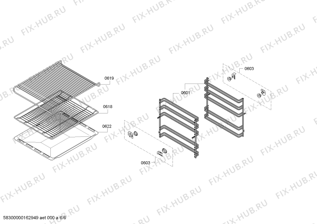 Взрыв-схема плиты (духовки) Siemens HB13AB622B - Схема узла 06