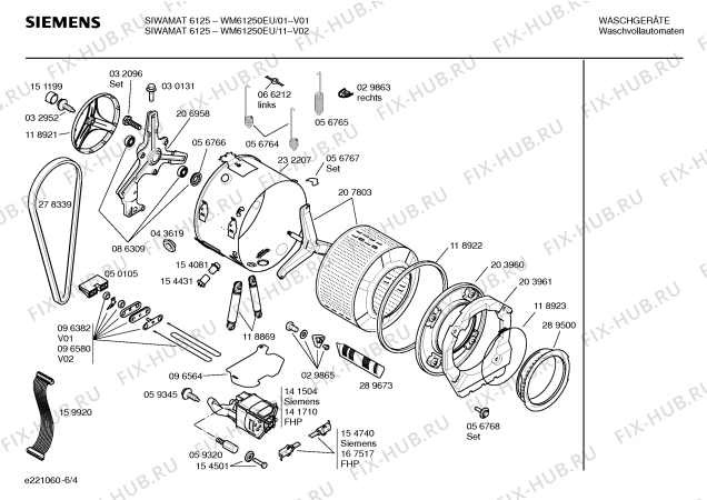 Схема №5 WM61250EU SIWAMAT 6125 с изображением Инструкция по эксплуатации для стиральной машины Siemens 00518937