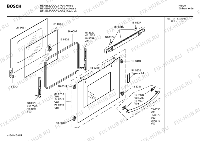 Схема №4 HEN3660CC с изображением Инструкция по эксплуатации для плиты (духовки) Bosch 00581937