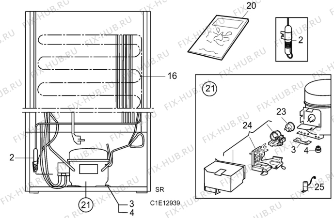 Взрыв-схема холодильника Elektro Helios FG3207 - Схема узла C10 Cold, users manual