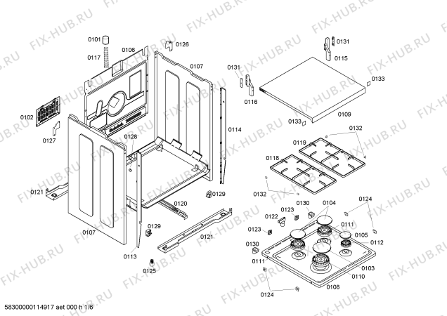 Схема №5 HM424210N с изображением Столешница для плиты (духовки) Bosch 00243796
