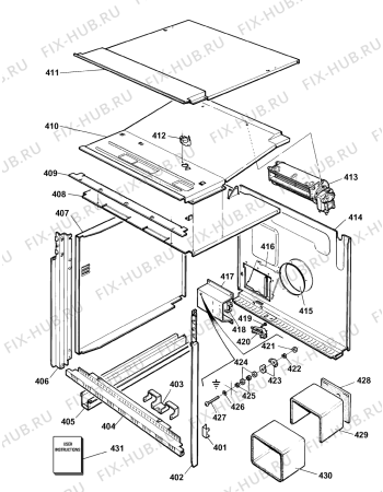 Взрыв-схема плиты (духовки) Hotpoint BS42K (F032703) - Схема узла