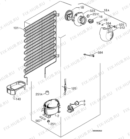 Взрыв-схема холодильника Rex FQA450INX - Схема узла Cooling system 017