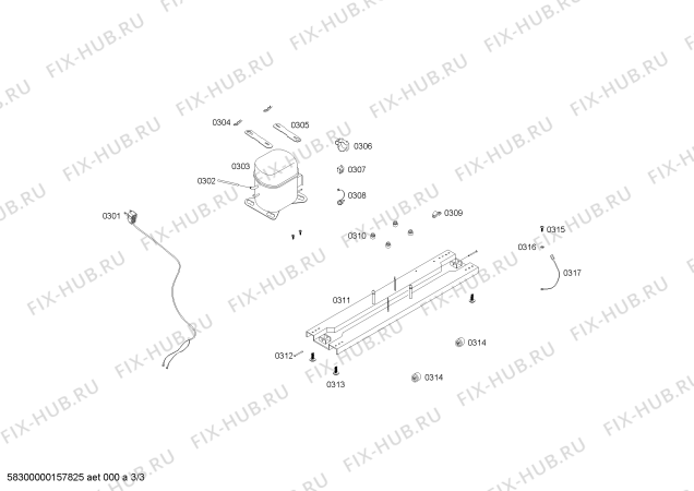 Взрыв-схема холодильника Lasko RA22E7R40H REF STEEL LASKO CA25E1 110V/60Hz - Схема узла 03