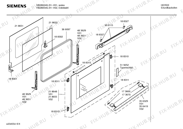 Схема №5 HB28054IL с изображением Инструкция по эксплуатации для духового шкафа Siemens 00584963