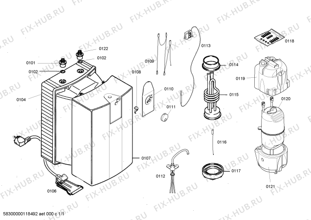 Схема №1 DO5UF701 с изображением Нагревательный элемент для водонагревателя Bosch 00660961