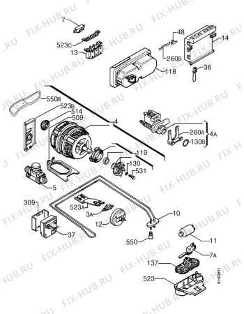 Взрыв-схема посудомоечной машины Privileg 034548 8 - Схема узла Electrical equipment 268