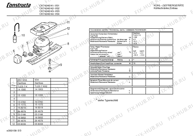 Взрыв-схема холодильника Constructa CK74240 - Схема узла 03