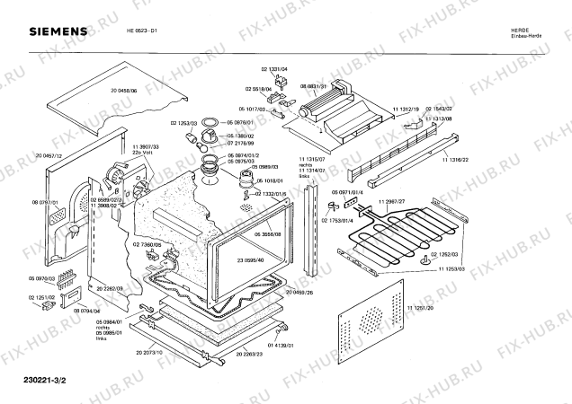 Схема №3 HE0523 с изображением Переключатель для плиты (духовки) Siemens 00054738