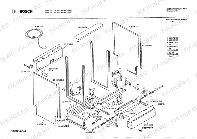 Схема №3 0730300910 SMI9300 с изображением Панель для электропосудомоечной машины Bosch 00113362
