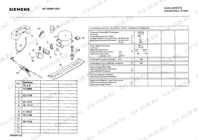 Взрыв-схема холодильника Siemens KF245091 - Схема узла 02