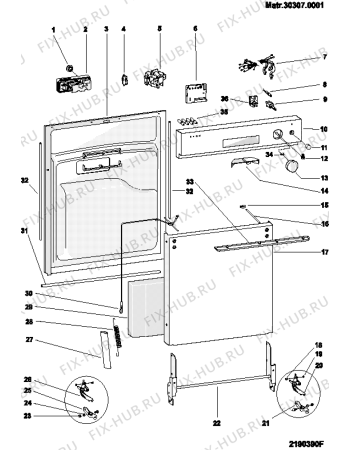 Взрыв-схема посудомоечной машины Hotpoint BFV62B (F028841) - Схема узла