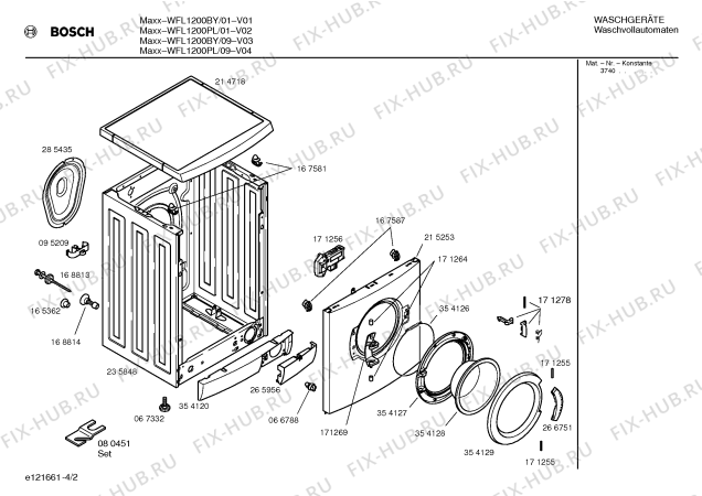 Взрыв-схема стиральной машины Bosch WFL1200BY WFL1200 - Схема узла 02