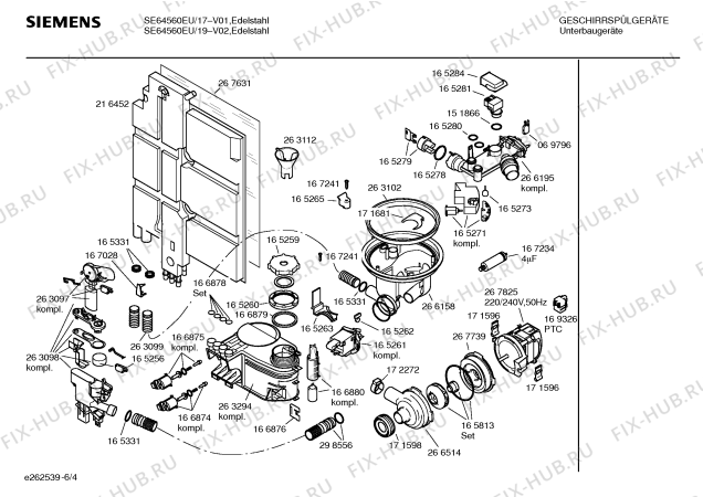 Схема №5 SE64560EU с изображением Инструкция по эксплуатации для посудомойки Siemens 00526987