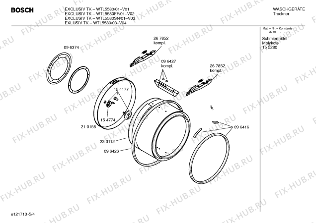 Схема №5 WTL5580 Exclusiv TK COMFORT PLUS с изображением Инструкция по эксплуатации для сушильной машины Bosch 00524427