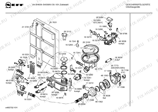 Взрыв-схема посудомоечной машины Neff S4556N1 Art.SH659 - Схема узла 04