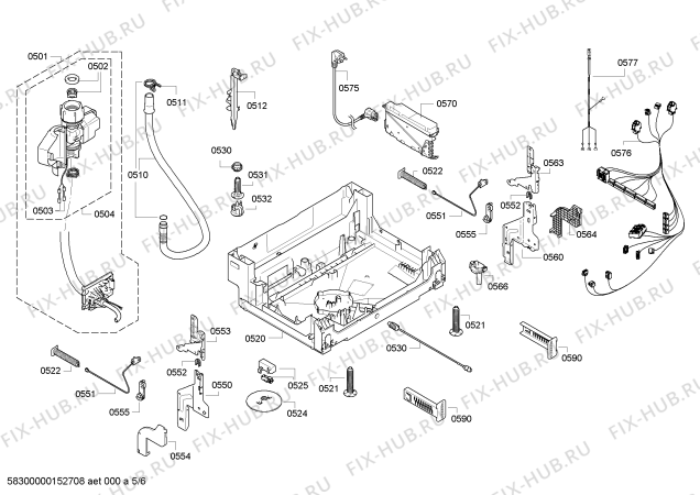 Схема №5 S51M86X3DE с изображением Передняя панель для посудомойки Bosch 00703680