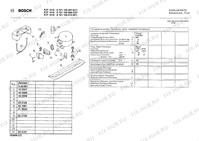 Схема №2 0701145072 KTF1410 с изображением Подшипник для холодильной камеры Bosch 00029319