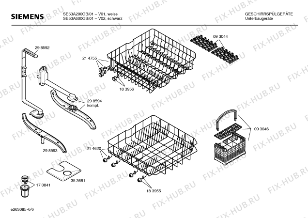 Взрыв-схема посудомоечной машины Siemens SE53A200GB - Схема узла 06