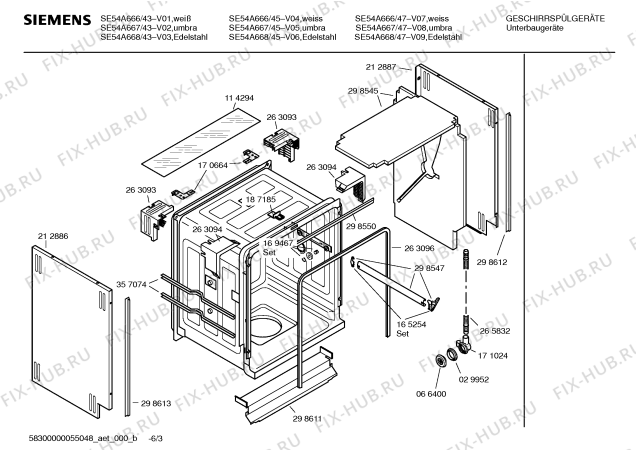 Схема №4 SE54A667 Extraklasse с изображением Инструкция по установке и эксплуатации для посудомоечной машины Siemens 00585078