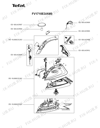 Схема №1 FV1710E0/AM0 с изображением Ручка для утюга (парогенератора) Tefal FS-9100025283