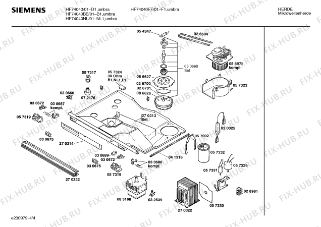 Взрыв-схема микроволновой печи Siemens HF74040BB - Схема узла 04