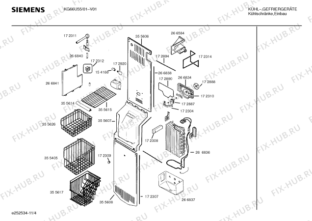 Схема №8 KG66U55 с изображением Толкатель для холодильной камеры Siemens 00266832