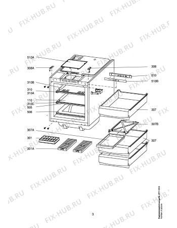 Взрыв-схема холодильника Aeg ARC1244-4 IU - Схема узла Housing 001
