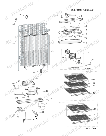 Взрыв-схема холодильника Indesit NBAA14VNX (F053887) - Схема узла