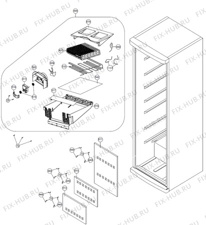 Взрыв-схема холодильника Upo F21851NDS (377476, ZOS27664) - Схема узла 02