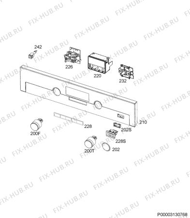 Взрыв-схема плиты (духовки) Aeg BPS55132XM - Схема узла Command panel 037