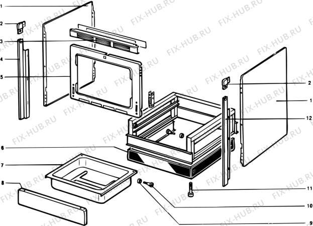 Взрыв-схема плиты (духовки) Indesit C816BGE (F010380) - Схема узла
