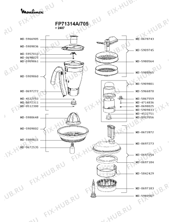 Взрыв-схема кухонного комбайна Moulinex FP71314A/705 - Схема узла GP003256.0P2