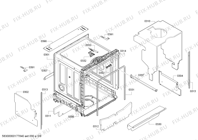 Взрыв-схема посудомоечной машины Siemens SN69E000NL - Схема узла 03