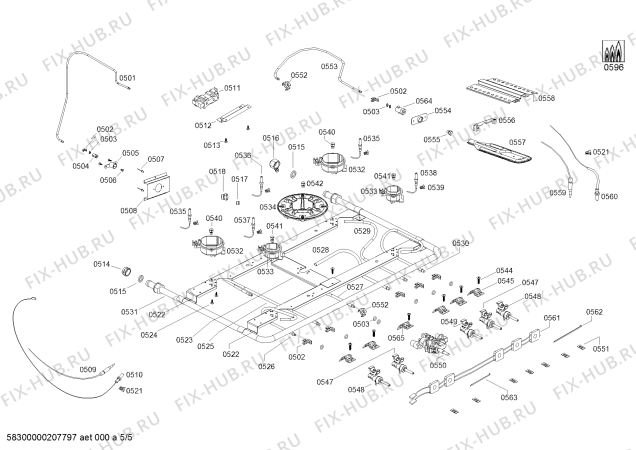 Схема №4 FG124I48SC COCINA COLDEX FASSINA PLUS INOX L760 220V с изображением Труба для духового шкафа Bosch 00688102
