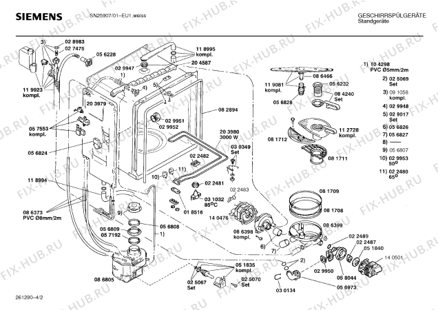 Взрыв-схема посудомоечной машины Siemens SN25907 - Схема узла 02