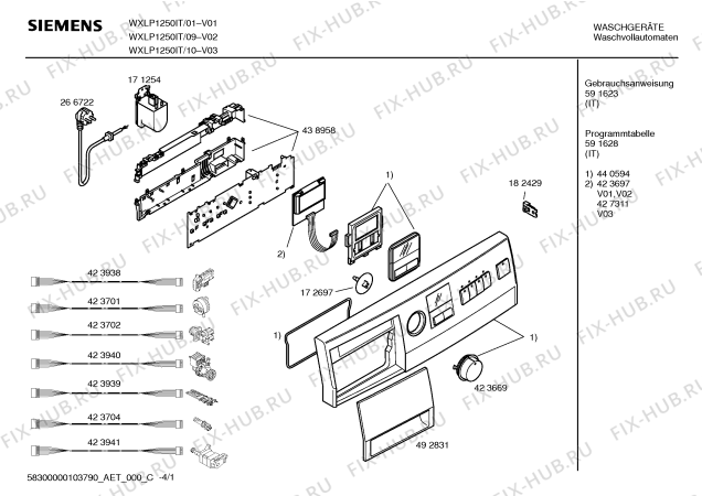 Схема №4 WXLP1250IT SIWAMAT  XLP1250 с изображением Панель управления для стиральной машины Siemens 00440594