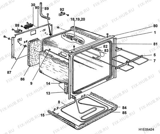 Взрыв-схема плиты (духовки) Aeg C1052F - Схема узла H10 Main Oven Cavity (large)