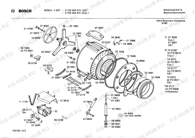 Взрыв-схема стиральной машины Bosch 0722044431 V637 - Схема узла 03