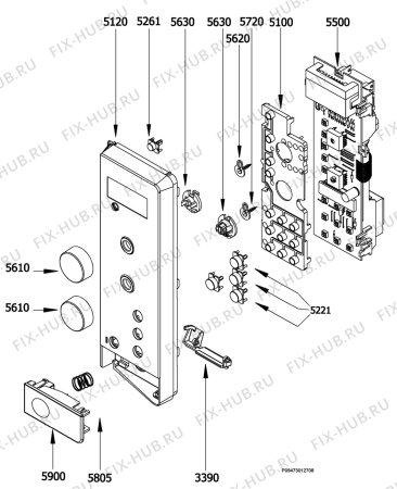 Взрыв-схема микроволновой печи Husqvarna Electrolux QN4039K - Схема узла Section 3