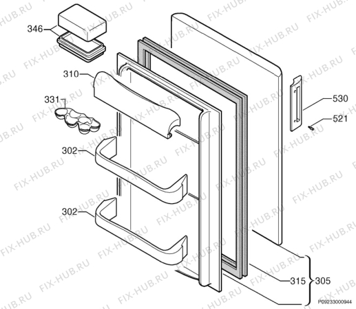 Взрыв-схема холодильника Zanussi ZT140R - Схема узла Door 003