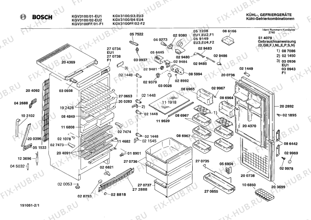 Схема №2 KSV3121FF с изображением Панель для холодильной камеры Bosch 00030943