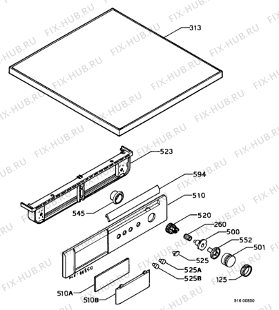 Взрыв-схема стиральной машины Zanker AE4500 - Схема узла Control panel and lid