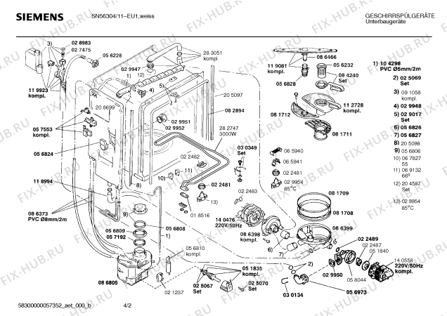 Взрыв-схема посудомоечной машины Siemens SN56304 - Схема узла 02